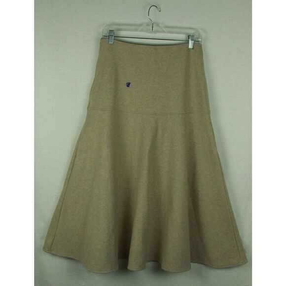 OGL Women's Wool-like Flared Maxi Midi Skirt Size Medium Athleisure Beige New - Picture 3 of 4